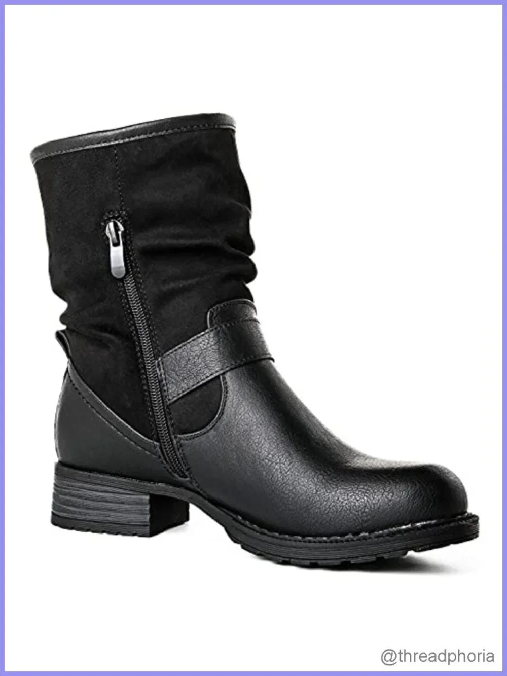 Women's Faux Leather Fur Lined Ankle Booties Combat Boots